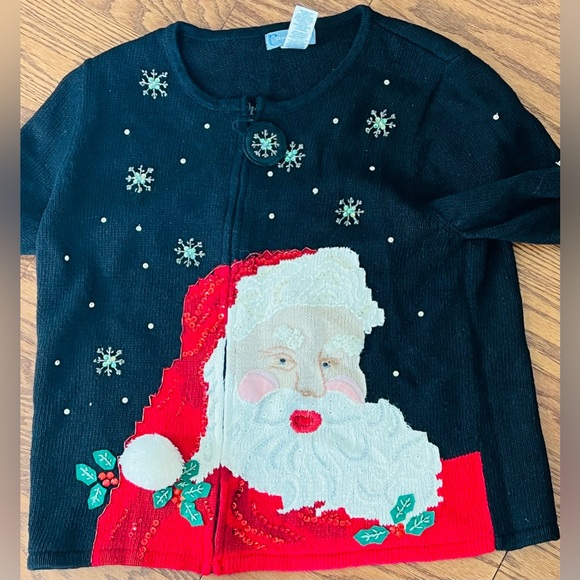 Zip-Up Front Cardigan Santa Christmas Sweater Size XL by Classic Elements - Picture 1 of 10